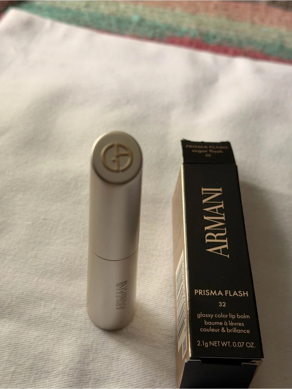 Giorgio Armani Prisma Flash Lip Balm - Sugar Flash 32 (Pink, Gold Tube)